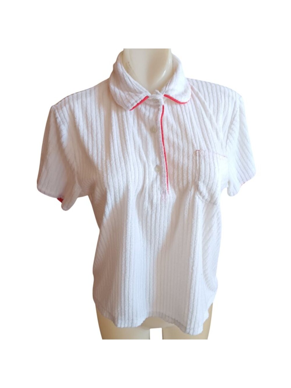 True Vintage Medium 80's Top Ribbed Terrycloth Tennis Girl Granny Cottagecore
